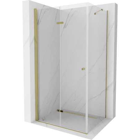 Mexen Lima cabine de douche pliante 70 x 90 cm, transparent, dorée - 856-070-090-50-00