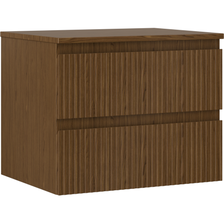 Mexen Rivel meuble de salle de bain sous lavabo 60 cm avec plateau, 2 tiroirs, rainuré, noyer - 91A20-06047-2-BFFC86