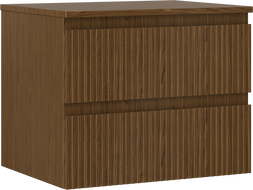 Mexen Rivel meuble de salle de bain sous lavabo 60 cm avec plateau, 2 tiroirs, rainuré, noyer - 91A20-06047-2-BFFC86