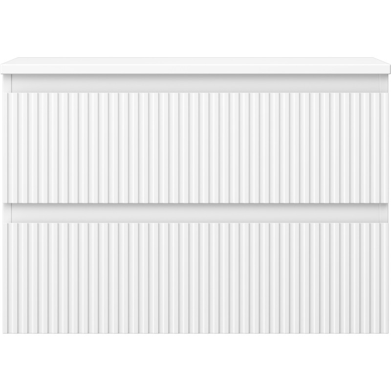 Mexen Rivel Meuble de salle de bain sous vasque 70 cm avec plateau, 2 tiroirs, rainuré, blanc mat - 91A20-07047-2-BFFC01