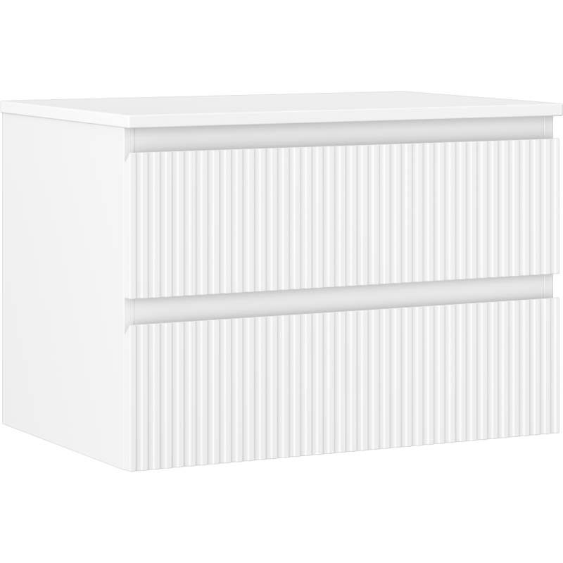 Mexen Rivel armoire de salle de bain sous lavabo 70 cm avec dessus, 2 tiroirs, rainurée, blanc mat - 91A20-07047-2-BFFC01