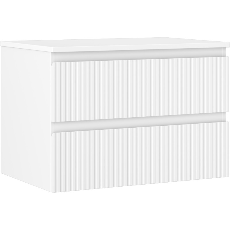 Mexen Rivel Meuble de salle de bain sous vasque 70 cm avec plateau, 2 tiroirs, rainuré, blanc mat - 91A20-07047-2-BFFC01