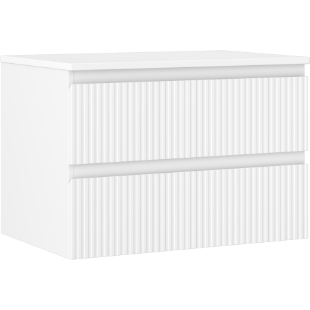 Mexen Rivel Meuble de salle de bain sous vasque 70 cm avec plateau, 2 tiroirs, rainuré, blanc mat - 91A20-07047-2-BFFC01