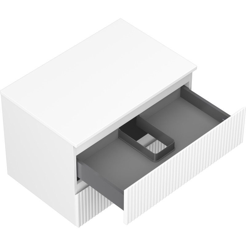 Mexen Rivel Meuble de salle de bain sous vasque 70 cm avec plateau, 2 tiroirs, rainuré, blanc mat - 91A20-07047-2-BFFC01