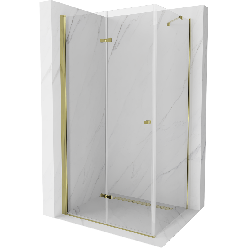 Mexen Lima cabine de douche pliante 80 x 70 cm, transparent, doré - 856-080-070-50-00