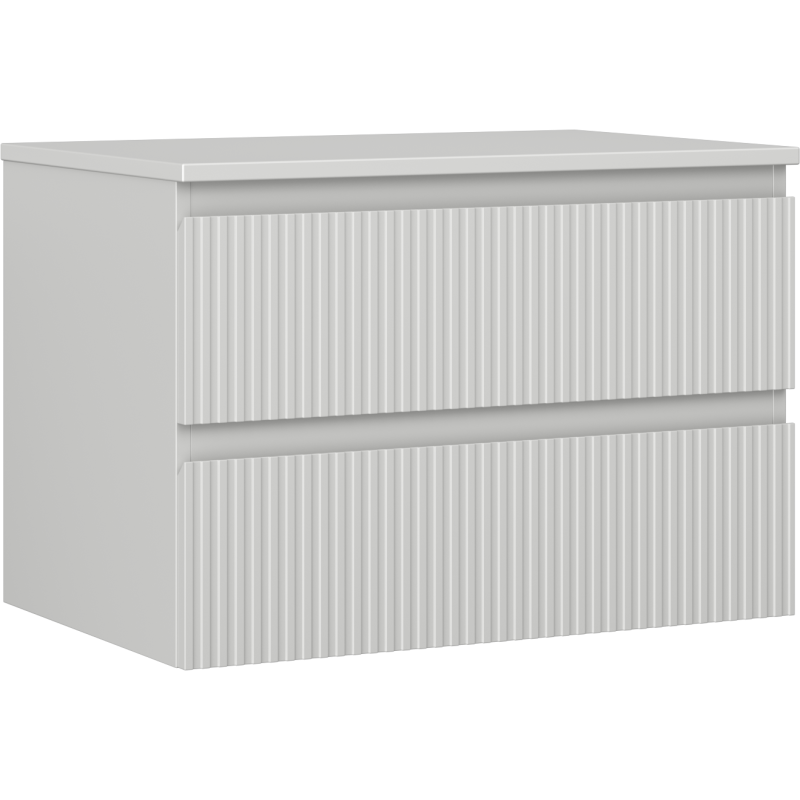 Mexen Rivel armoire de salle de bain sous lavabo 70 cm avec plateau, 2 tiroirs, rainurée, gris mat - 91A20-07047-2-BFFC62
