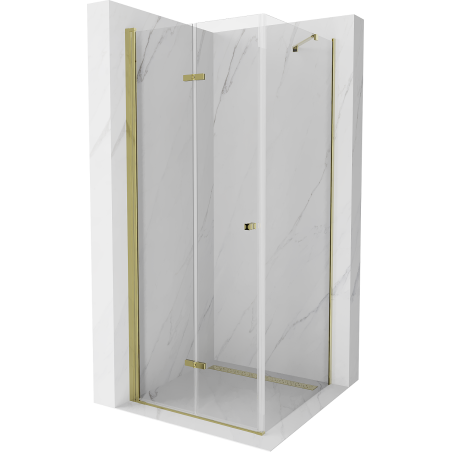 Mexen Lima cabine de douche pliante 80 x 80 cm, transparente, dorée - 856-080-080-50-00