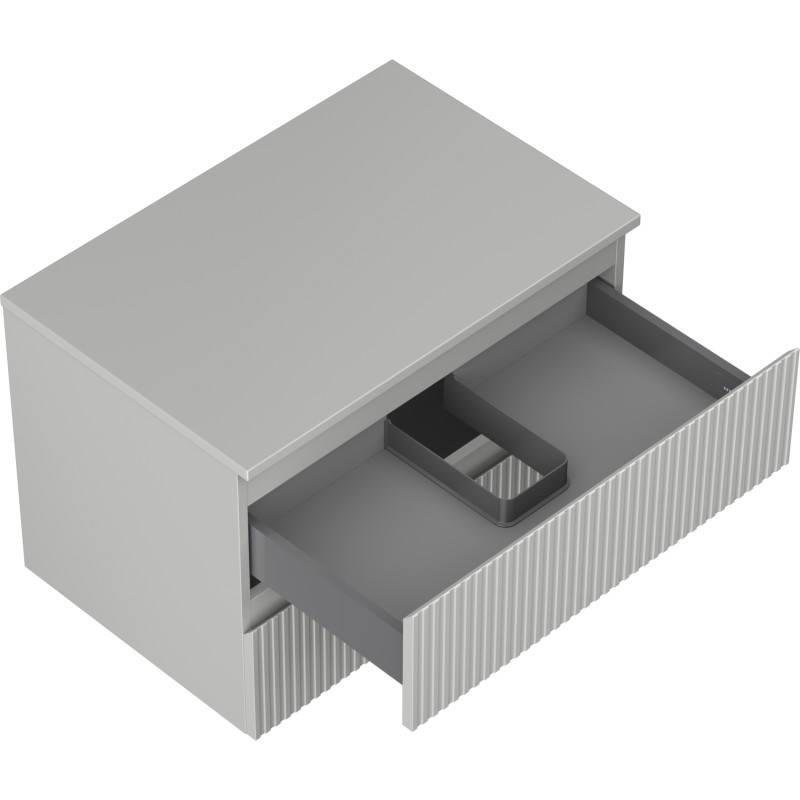 Mexen Rivel armoire de salle de bain sous lavabo 70 cm avec plateau, 2 tiroirs, rainurée, gris mat - 91A20-07047-2-BFFC62