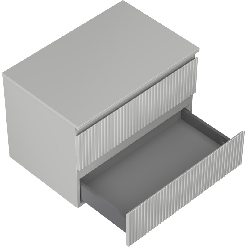Mexen Rivel armoire de salle de bain sous lavabo 70 cm avec plateau, 2 tiroirs, rainurée, gris mat - 91A20-07047-2-BFFC62