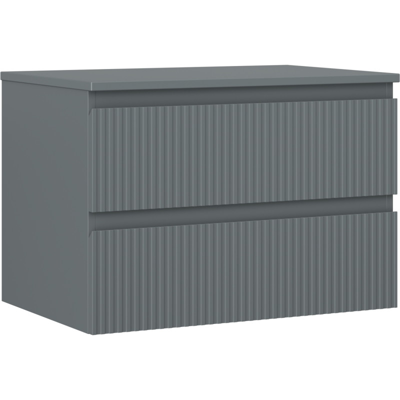 Mexen Rivel armoire de salle de bain sous lavabo 70 cm avec plateau, 2 tiroirs, rainurée, graphite mat - 91A20-07047-2-BFFC66