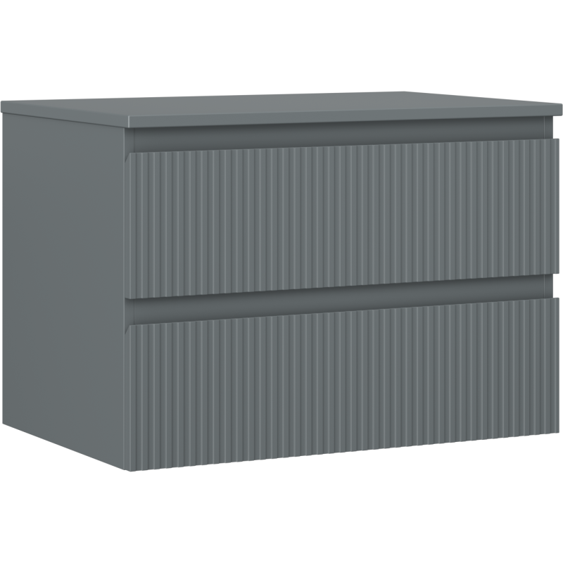 Mexen Rivel meuble de salle de bain sous lavabo 70 cm avec plan, 2 tiroirs, rainuré, graphite mat - 91A20-07047-2-BFFC66
