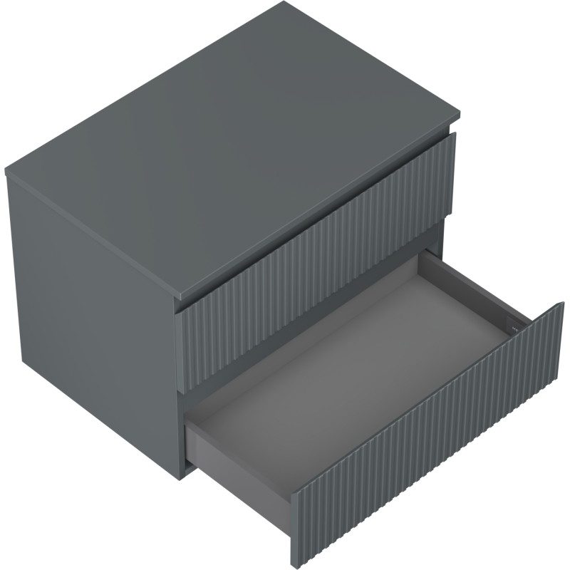 Mexen Rivel armoire de salle de bain sous lavabo 70 cm avec plateau, 2 tiroirs, rainurée, graphite mat - 91A20-07047-2-BFFC66