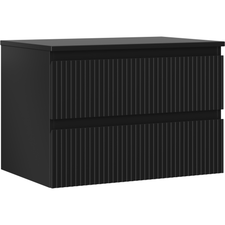 Mexen Rivel armoire de salle de bain sous lavabo 70 cm avec plateau, 2 tiroirs, rainurée, noir mat - 91A20-07047-2-BFFC71