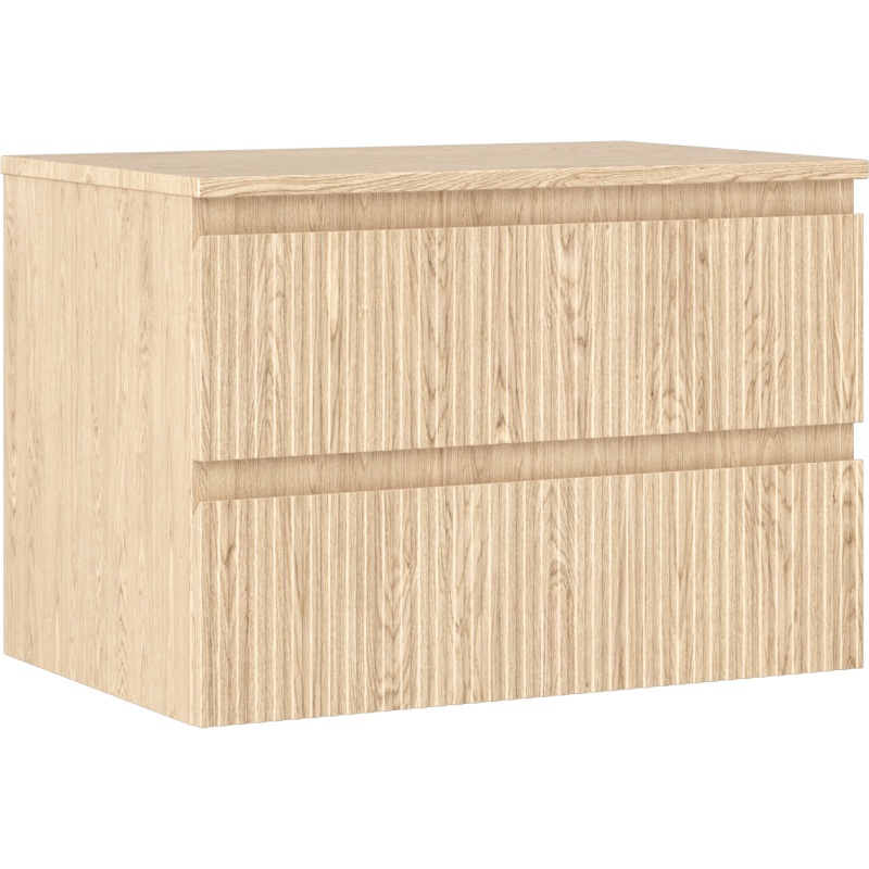 Mexen Rivel armoire de salle de bain sous-lavabo 70 cm avec plateau, 2 tiroirs, rainurée, chêne - 91A20-07047-2-BFFC81
