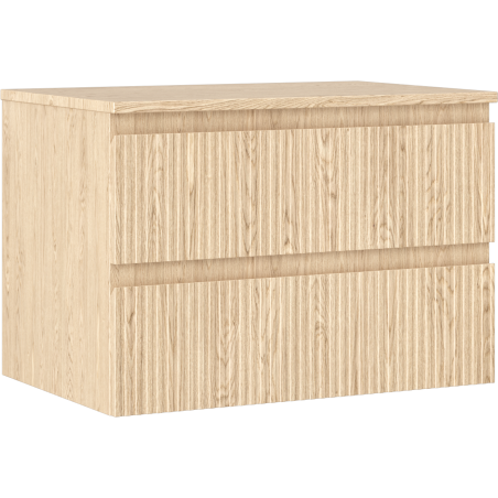Mexen Rivel armoire de salle de bains sous-vasque 70 cm avec plateau, 2 tiroirs, rainurée, chêne - 91A20-07047-2-BFFC81
