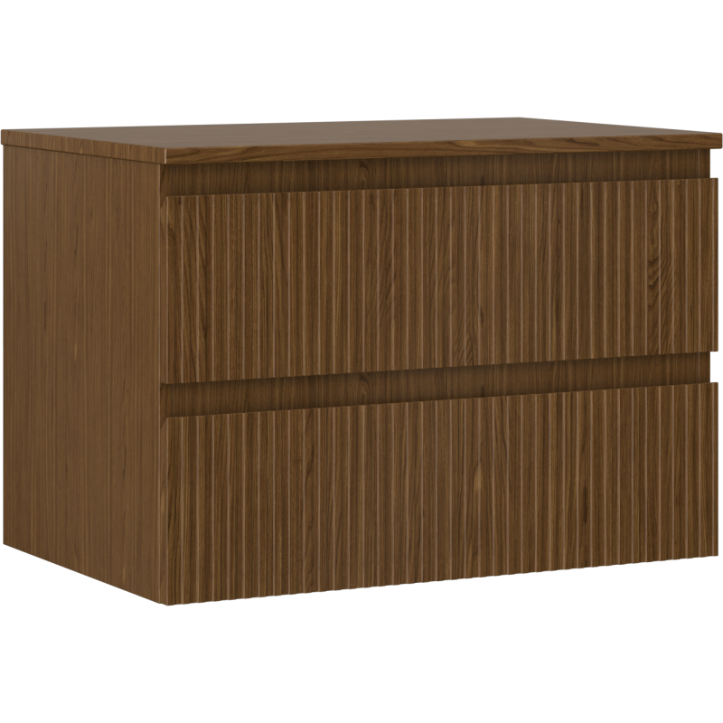 Mexen Rivel armoire de salle de bain sous-vasque 70 cm avec plateau, 2 tiroirs, rainuré, noyer - 91A20-07047-2-BFFC86