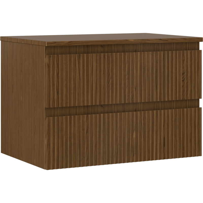 Mexen Rivel meuble de salle de bain sous-vasque 70 cm avec plateau, 2 tiroirs, rainuré, noyer - 91A20-07047-2-BFFC86