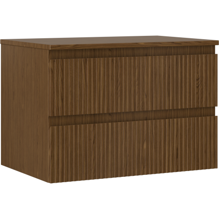 Mexen Rivel meuble de salle de bain sous-vasque 70 cm avec plateau, 2 tiroirs, rainuré, noyer - 91A20-07047-2-BFFC86
