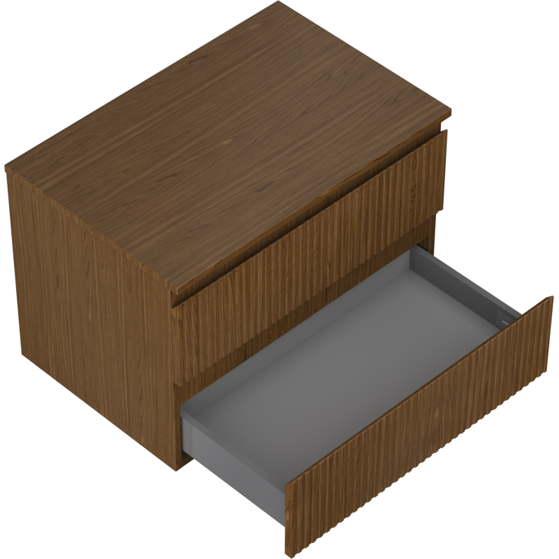 Mexen Rivel armoire de salle de bain sous-vasque 70 cm avec plateau, 2 tiroirs, rainuré, noyer - 91A20-07047-2-BFFC86