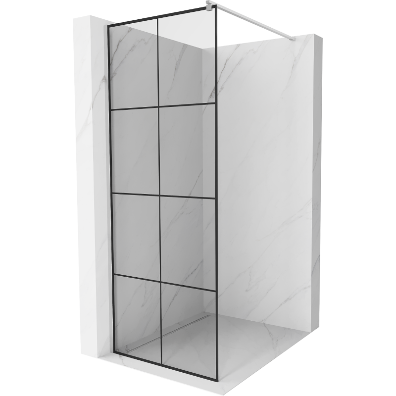 Mexen Kioto paroi de douche Walk-in 70 x 200 cm, grille noire 8 mm, chromée - 800-070-101-01-77