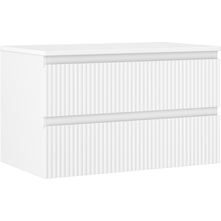 Mexen Rivel armoire de salle de bains sous lavabo 80 cm avec plateau, 2 tiroirs, rainurée, blanc mat - 91A20-08047-2-BFFC01