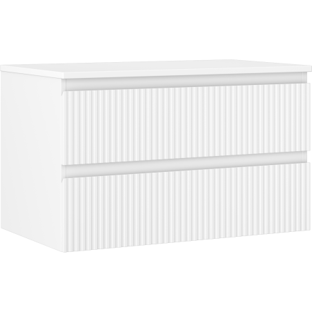 Mexen Rivel meuble de salle de bains sous-vasque 80 cm avec plateau, 2 tiroirs, rainuré, blanc mat - 91A20-08047-2-BFFC01