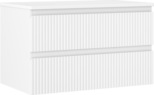 Mexen Rivel meuble de salle de bains sous-vasque 80 cm avec plateau, 2 tiroirs, rainuré, blanc mat - 91A20-08047-2-BFFC01