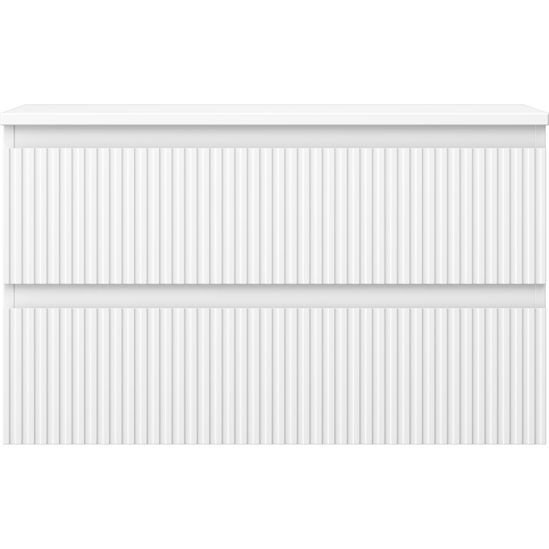 Mexen Rivel meuble de salle de bains sous-vasque 80 cm avec plateau, 2 tiroirs, rainuré, blanc mat - 91A20-08047-2-BFFC01
