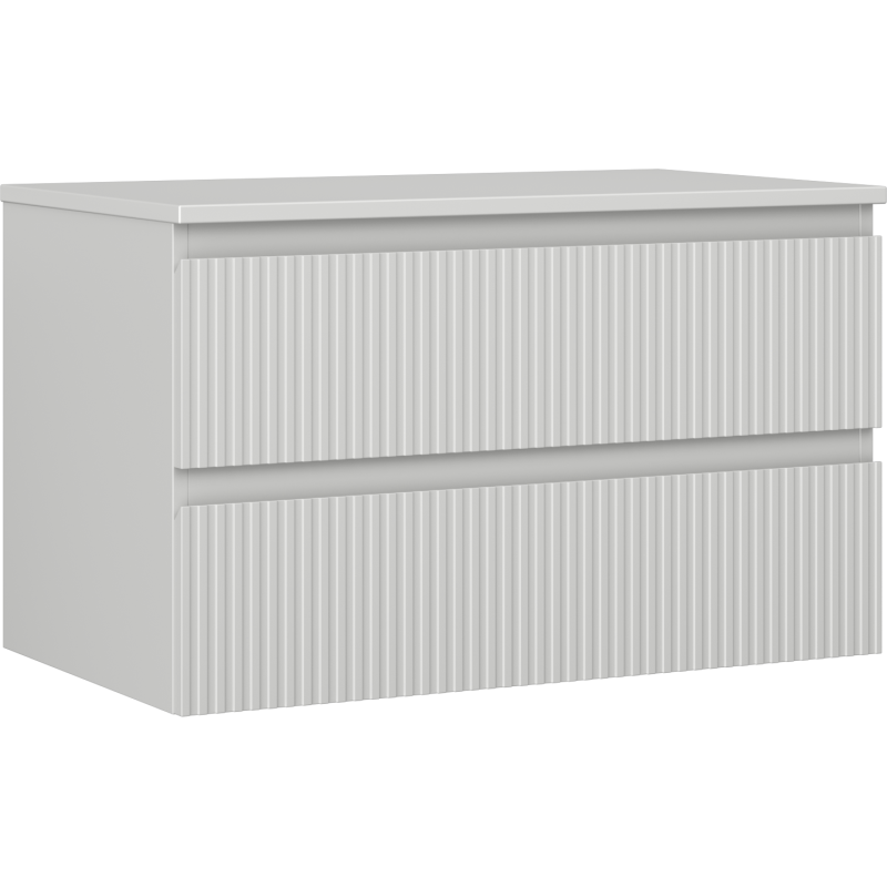 Mexen Rivel armoire de salle de bain sous lavabo 80 cm avec plan, 2 tiroirs, rainurée, gris mat - 91A20-08047-2-BFFC62