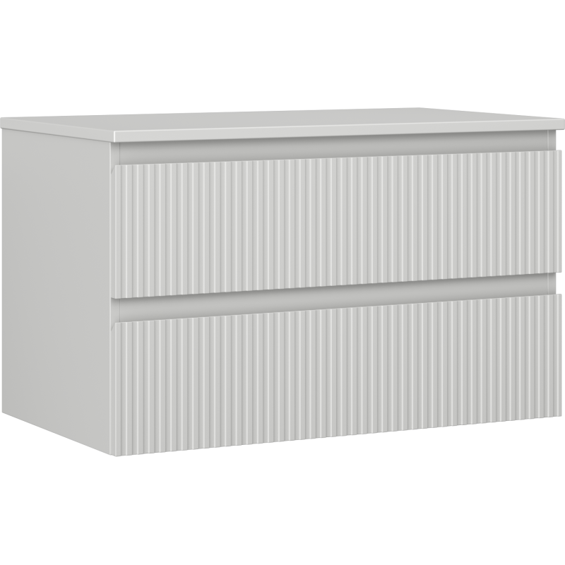 Mexen Rivel meuble de salle de bains sous lavabo 80 cm avec plateau, 2 tiroirs, rainuré, gris mat - 91A20-08047-2-BFFC62