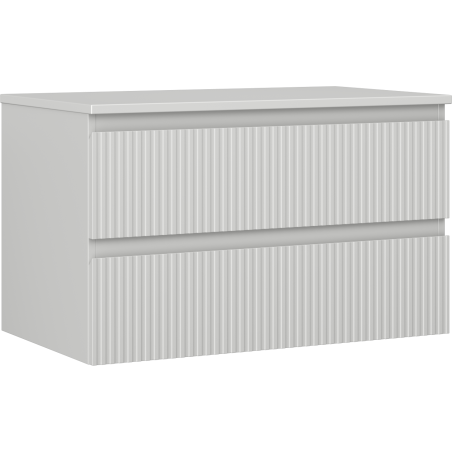 Mexen Rivel armoire de salle de bain sous lavabo 80 cm avec plan, 2 tiroirs, rainurée, gris mat - 91A20-08047-2-BFFC62
