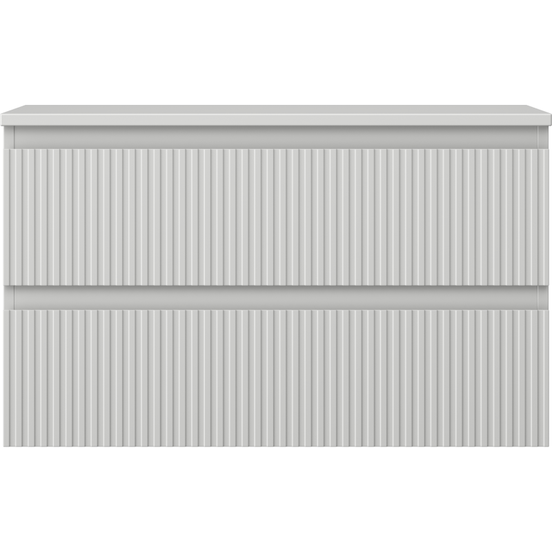Mexen Rivel meuble de salle de bains sous lavabo 80 cm avec plateau, 2 tiroirs, rainuré, gris mat - 91A20-08047-2-BFFC62