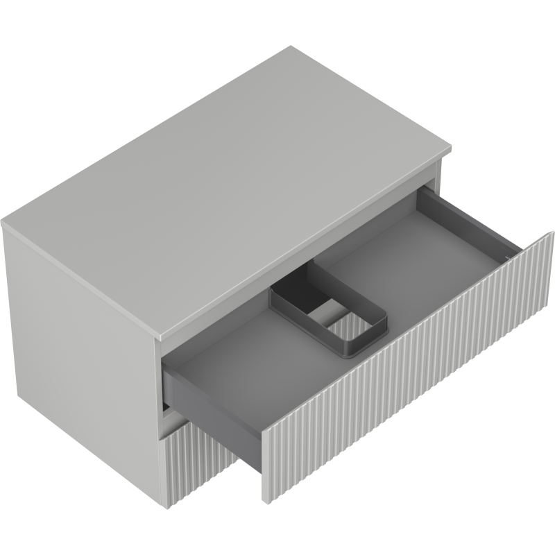 Mexen Rivel meuble de salle de bains sous lavabo 80 cm avec plateau, 2 tiroirs, rainuré, gris mat - 91A20-08047-2-BFFC62