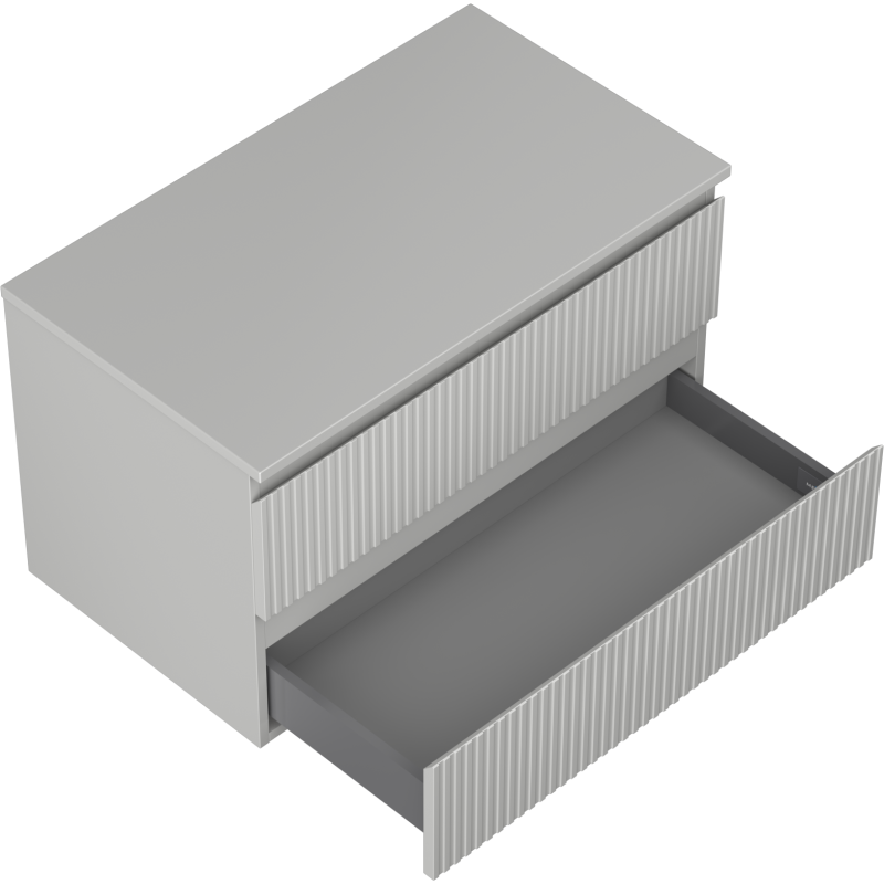 Mexen Rivel meuble de salle de bains sous lavabo 80 cm avec plateau, 2 tiroirs, rainuré, gris mat - 91A20-08047-2-BFFC62