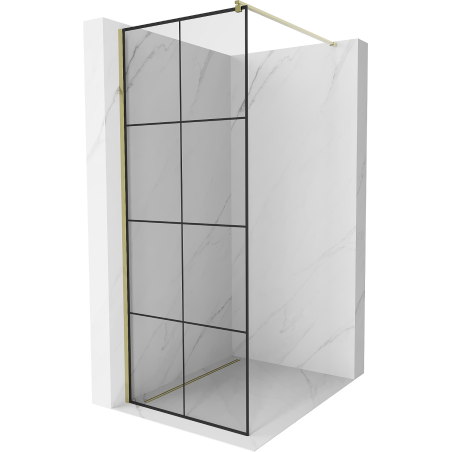 Mexen Kioto paroi de douche Walk-in 70 x 200 cm, grille noire 8 mm, or - 800-070-101-50-77