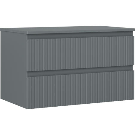 Mexen Rivel meuble de salle de bains sous-lavabo 80 cm avec plateau, 2 tiroirs, rainuré, graphite mat - 91A20-08047-2-BFFC66