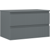 Mexen Rivel meuble de salle de bains sous-lavabo 80 cm avec plateau, 2 tiroirs, rainuré, graphite mat - 91A20-08047-2-BFFC66