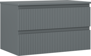 Mexen Rivel armoire de salle de bain sous lavabo 80 cm avec plateau, 2 tiroirs, cannelé, graphite mat - 91A20-08047-2-BFFC66