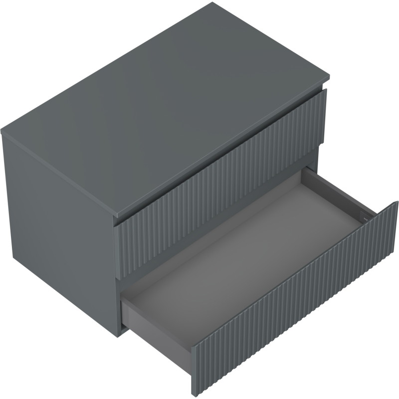 Mexen Rivel meuble de salle de bains sous-lavabo 80 cm avec plateau, 2 tiroirs, rainuré, graphite mat - 91A20-08047-2-BFFC66