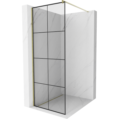 Mexen Kioto paroi de douche Walk-in 80 x 200 cm, grille noire 8 mm, dorée - 800-080-101-50-77
