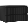 Mexen Rivel armoire de salle de bains sous-vasque 80 cm avec plateau, 2 tiroirs, rainurée, noir mat - 91A20-08047-2-BFFC71
