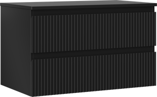 Mexen Rivel meuble sous-lavabo 80 cm avec plateau, 2 tiroirs, rainuré, noir mat - 91A20-08047-2-BFFC71