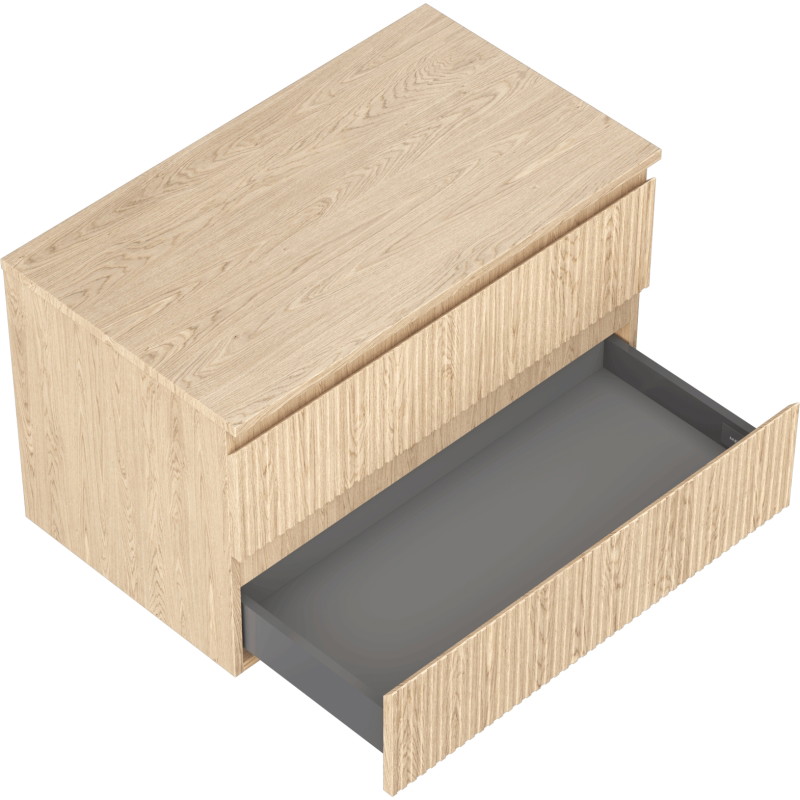 Mexen Rivel armoire de salle de bain sous-lavabo 80 cm avec plateau, 2 tiroirs, rainuré, chêne - 91A20-08047-2-BFFC81