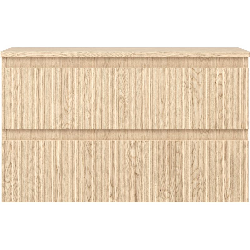 Mexen Rivel armoire de salle de bain sous-lavabo 80 cm avec plateau, 2 tiroirs, rainuré, chêne - 91A20-08047-2-BFFC81