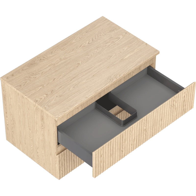 Mexen Rivel armoire de salle de bain sous-lavabo 80 cm avec plateau, 2 tiroirs, rainuré, chêne - 91A20-08047-2-BFFC81