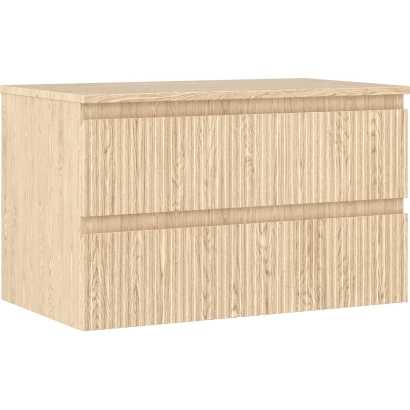 Mexen Rivel armoire de salle de bain sous-lavabo 80 cm avec plateau, 2 tiroirs, rainuré, chêne - 91A20-08047-2-BFFC81