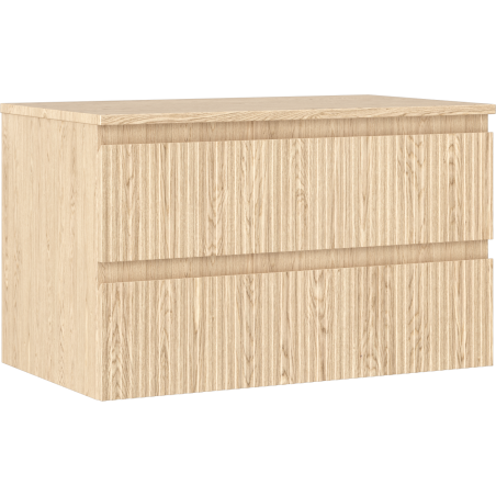 Mexen Rivel armoire de salle de bain sous-lavabo 80 cm avec plateau, 2 tiroirs, rainuré, chêne - 91A20-08047-2-BFFC81