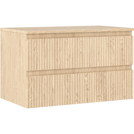 Mexen Rivel armoire de salle de bains sous-lavabo 80 cm avec plateau, 2 tiroirs, cannelée , chêne - 91A20-08047-2-BFFC81