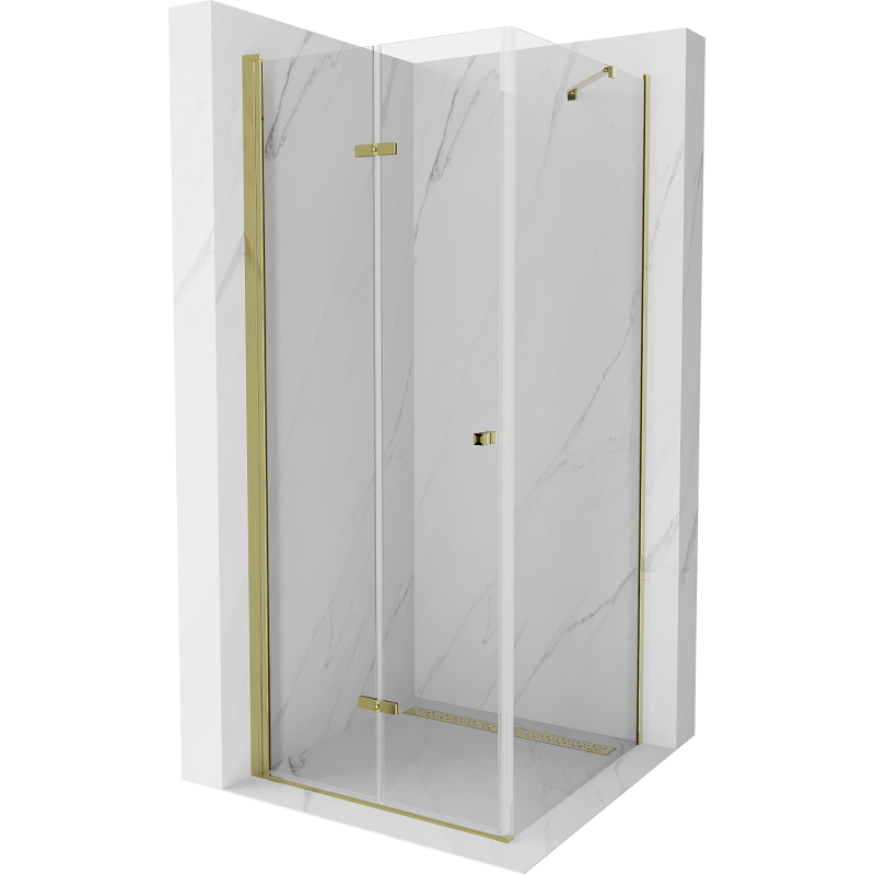 Mexen Lima cabine de douche pliante 100 x 100 cm, transparente, dorée - 856-100-100-50-00