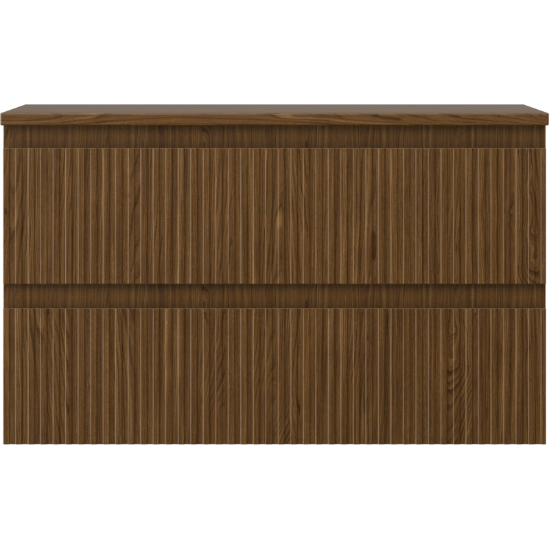 Mexen Rivel meuble de salle de bain sous-lavabo 80 cm avec plateau, 2 tiroirs, rainuré, noyer - 91A20-08047-2-BFFC86